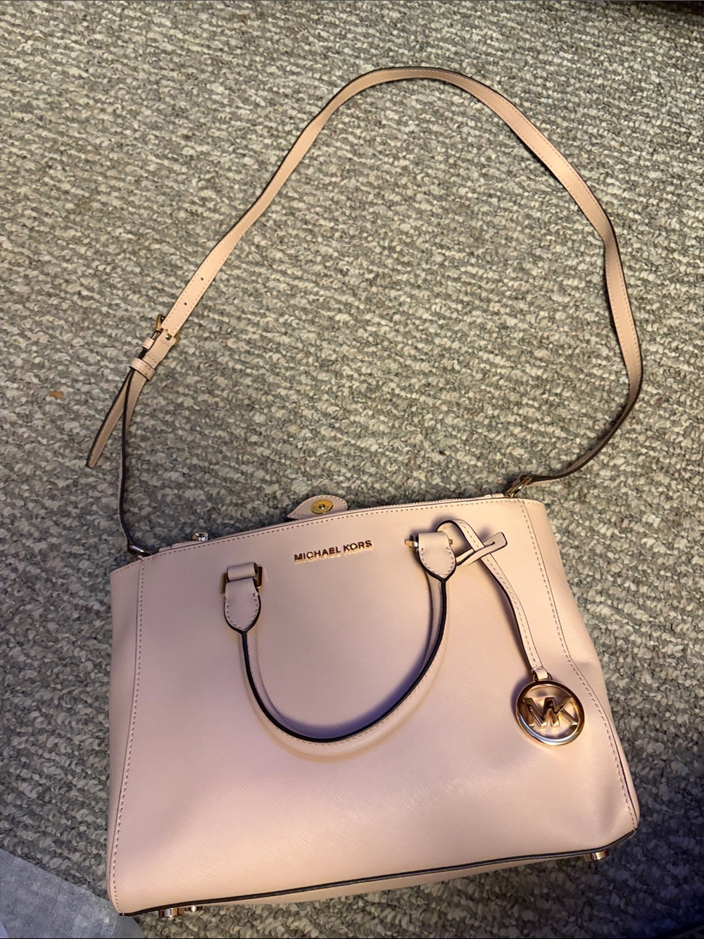 Michael Kors Blush Pink Saffiano Satchel with Shoulder Strap